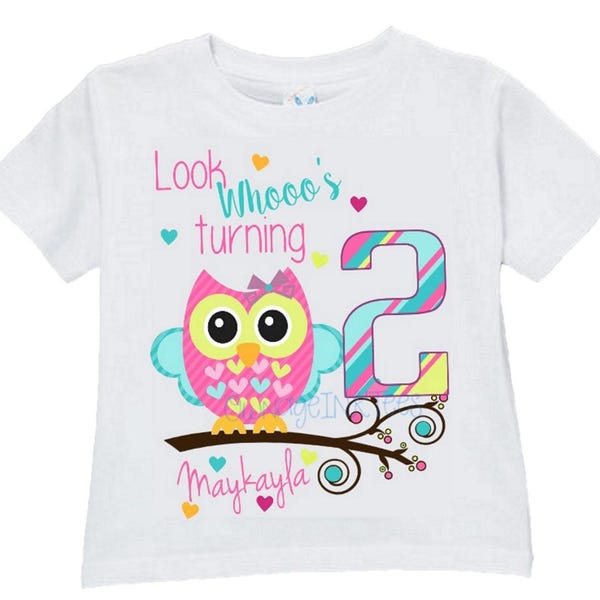 Owl Cute Personalized T-shirt, Customize NAME and AGE Tee Designs, Toddler, Youth, Adult Sizes, Birthday party custom