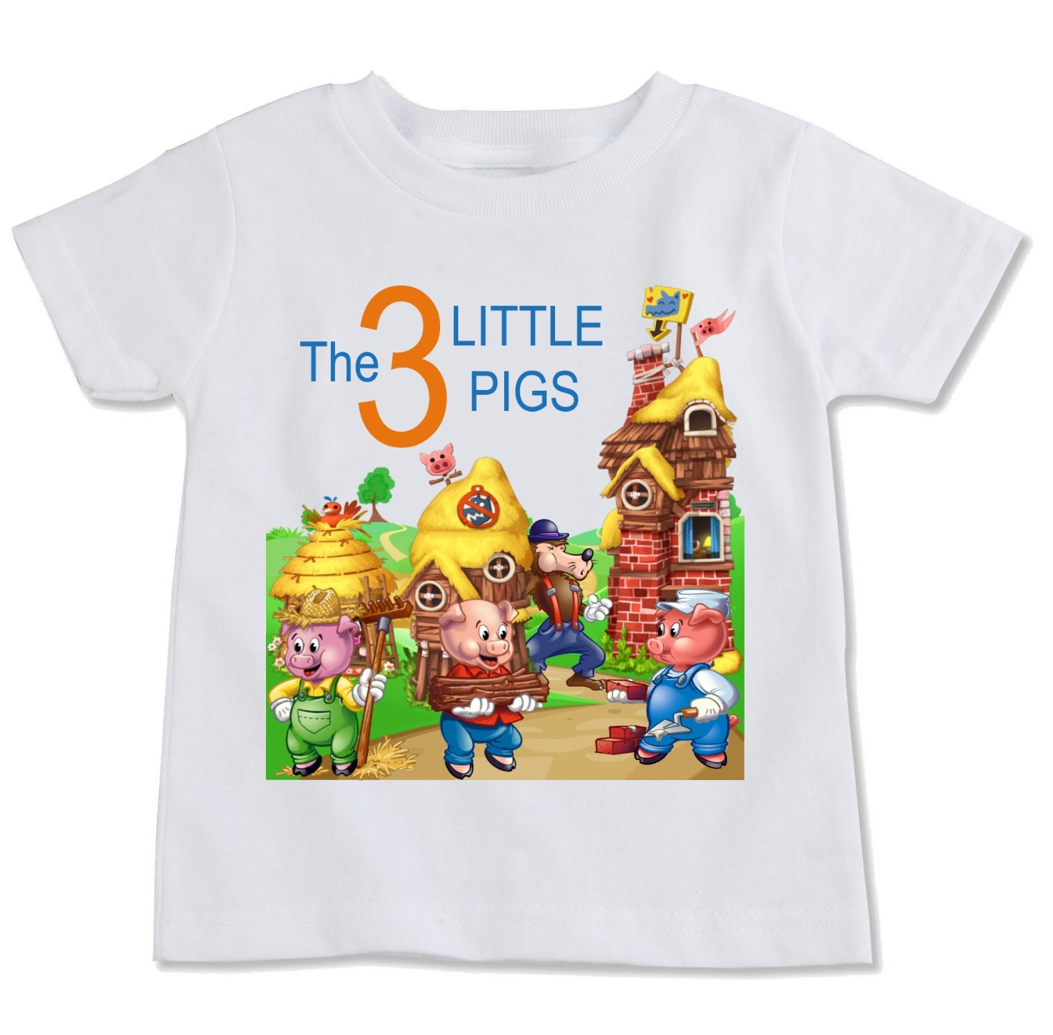 Three Little Pigs Fairy Tale T-shirt | Nursery Rhyme Tee Designs | Toddler,  Youth, Adult Sizes | Birthday | Fun Gift |