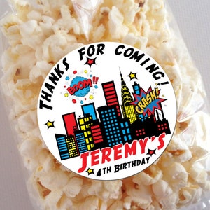 SUPERHERO Lollipop Stickers, Thank you Labels, Use for Goody Bags, envelope seals, Personalized favor boxes,