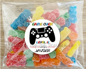 Video Games Birthday Personalized Lollipop Stickers, Use for Goody Bags, envelope seals, favor boxes, customizable sticker