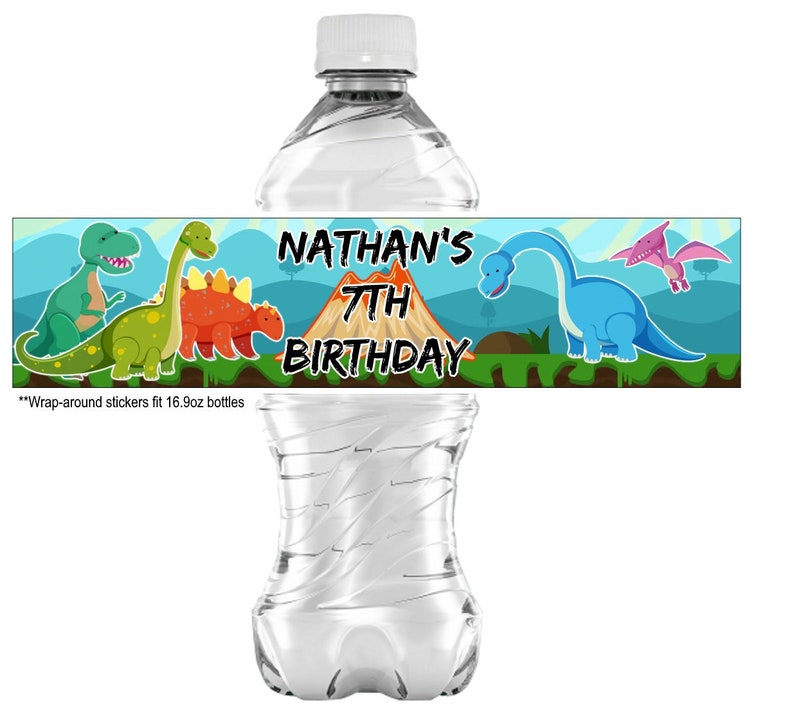20 Dinosaur Water Bottle Labels Selfadhesive Personalized Etsy