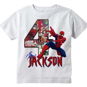 Spiderman T-shirt | PERSONALIZE | Add Name/Age | Tee Designs | Toddler, Youth, Adult Sizes | Birthday party