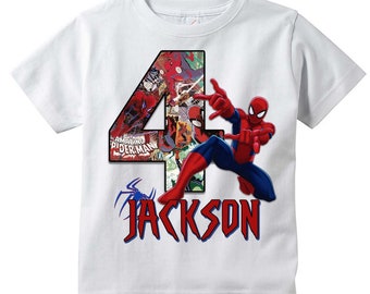 Spiderman T-shirt | PERSONALIZE | Add Name/Age | Tee Designs | Toddler, Youth, Adult Sizes | Birthday party