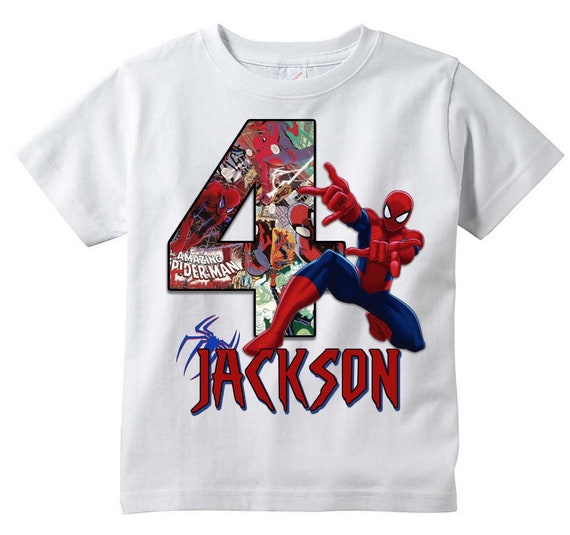 SPIDERMAN BIRTHDAY T-SHIRT Personalized Any Name/Age Toddler to Adult
