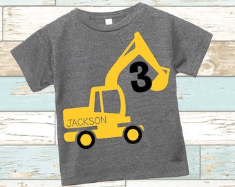 Excavator Shirt Construction Digger | PERSONALIZED Excavator T-shirt | Variety of COLORS | Construction Theme Birthday | Custom