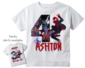 Miles Morales Spiderman Family T-shirt | PERSONALIZE | Add Name/Age | Tee Designs | Toddler, Youth, Adult Sizes | Birthday party