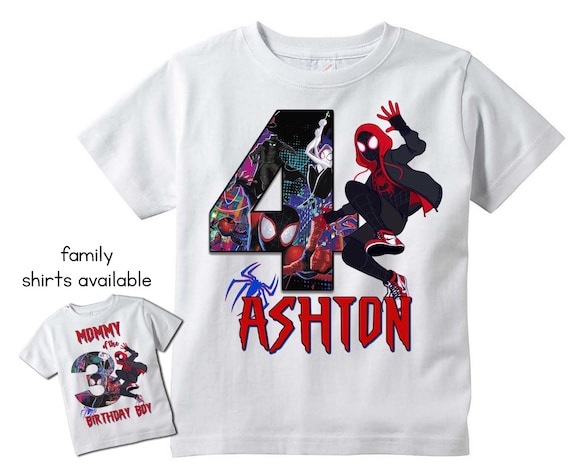 Miles Morales Spiderman Family T shirt PERSONALIZE Add Name age Tee Designs Toddler Youth Adult Sizes Birthday Party Etsy Canada