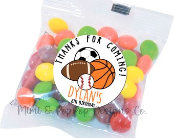 Sports Balls Football Basketball Soccer Personalized Lollipop Stickers, Use for Goody Bags, envelope seals, favor boxes Thank You sticker