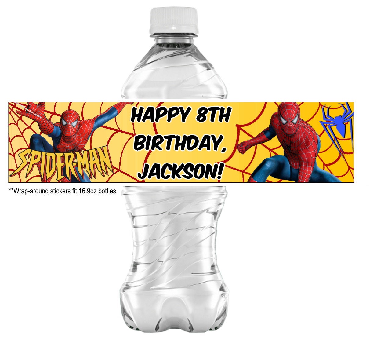 Marvel Comics Spider-Man Hinged Handle Plastic Water Bottle and Sticker Set