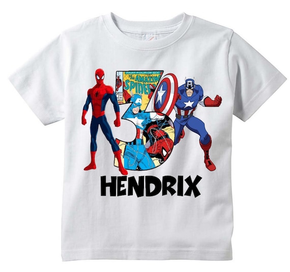 Captain America and Spiderman Superhero Personalized T-shirt - Etsy