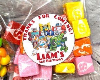 Rescue Bots Personalized Lollipop Stickers, Use for Goody Bags, envelope seals, Thank you cards, favor boxes