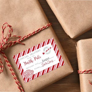 Santa Special Delivery Gift Labels | Christmas Gift Tags | Xmas present stickers | North Pole Express | Personalized To From gift labels