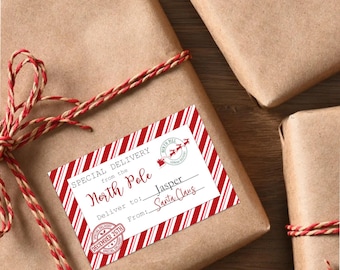 Santa Special Delivery Gift Labels | Christmas Gift Tags | Xmas present stickers | North Pole Express | Personalized To From gift labels