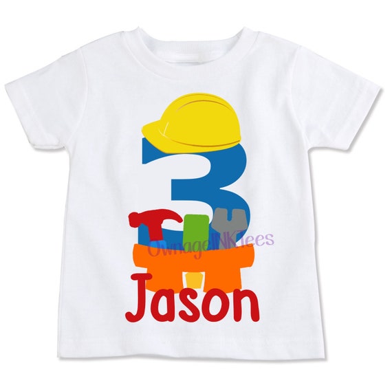 Handy-man Tool Belt T-shirt | PERSONALIZE | Add Name/Age | Tee Designs | Construction Worker party| Birthday party