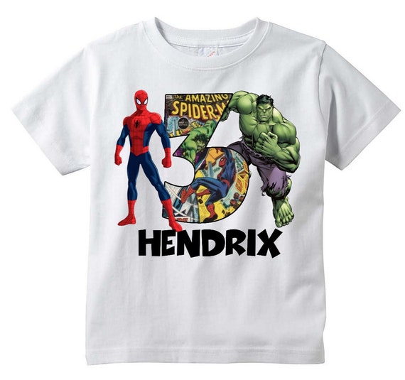 Hulk and Spiderman Superhero Personalized T-shirt Customize | Etsy