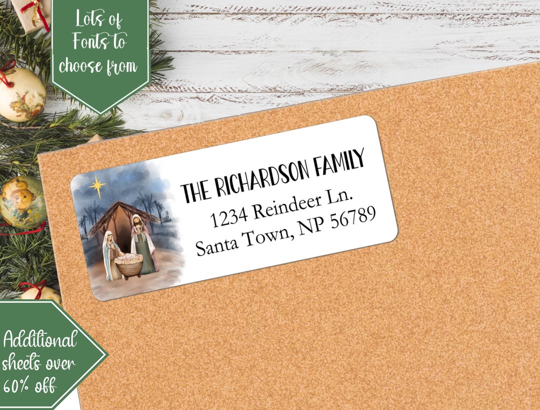 Nativity Scene Address Labels Baby Jesus Envelope Seals Religious