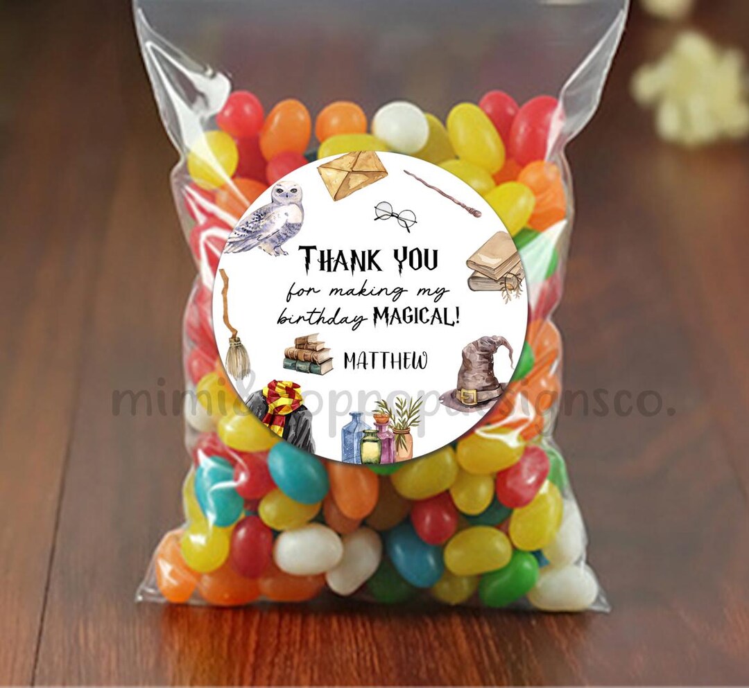 Wizarding Magic School Birthday Stickers | Wizard Magical Spell Labels ...