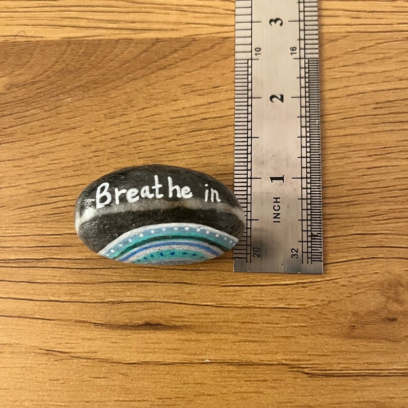 Breath Painted Rock, Breath in & Out Painted Stones, Therapist Office