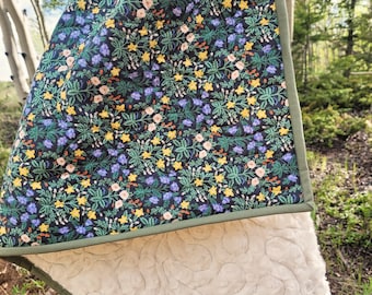 Bloemen babyquilt, Modern, Minky, Neutraal, Babydeken, Wholecloth