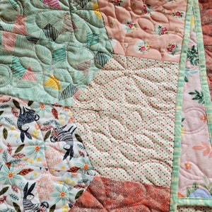 Modern baby quilt, hexagon, bunny, baby blanket, nursery bedding, bunnies