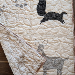 Woodland Baby Quilt, Gender Neutral, Minky, Deer, Modern, Blanket