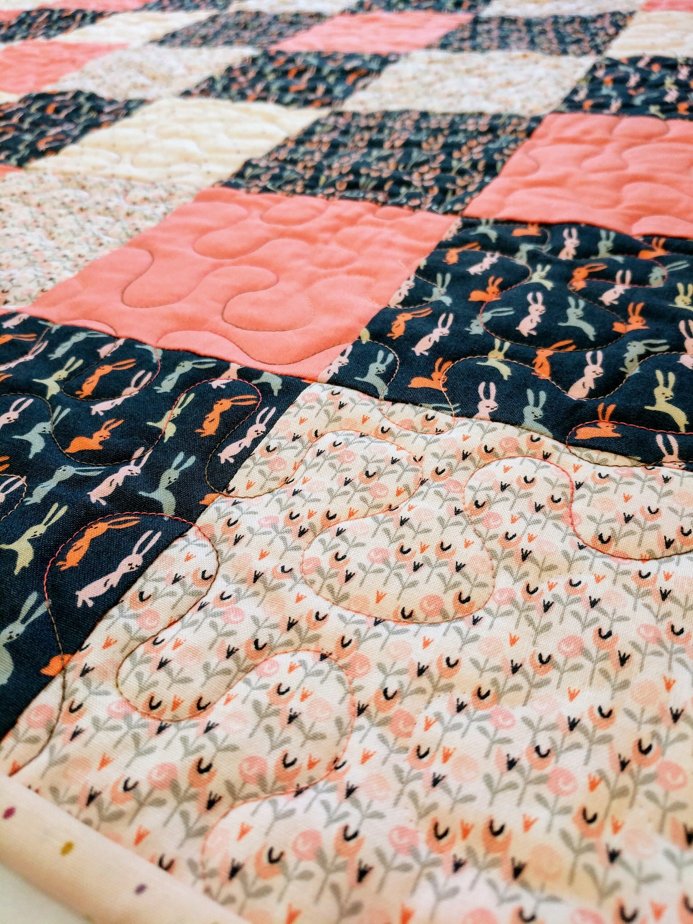 Baby Girl Quilt Pink and Blue Handmade Nursery Bedding Etsy