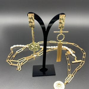 Large Gold Asymmetric Earrings, Unique Gold Geometric Earrings, Statement Gold Tassel Earrings, Large Gold Gangle Earrings, Gilding 24 K
