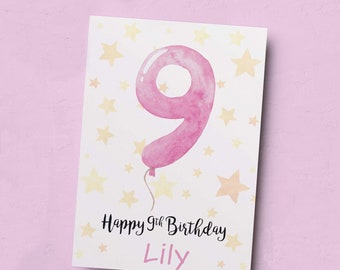 Carte d'anniversaire personnalisée pour 9 ans pour fille Carte d'anniversaire personnalisée pour fille Carte d'anniversaire personnalisée pour 9 ans pour fille Carte d'anniversaire personnalisée pour 9 ans