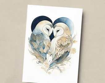 Anniversary Card For Husband Card for Anniversary Card For Wife Owl Anniversary Card For Couple Engagement Card For Couple Wedding Card