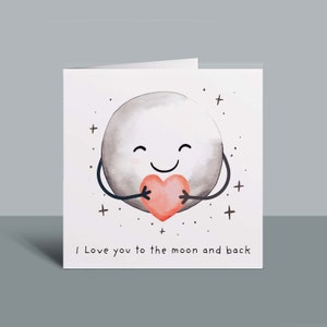 Carte d'anniversaire pour petit ami ou petite amie, je t'aime jusqu'à la lune, jolie carte pour femme, carte d'amour pour mari image 2