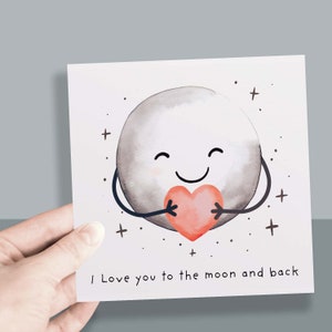 Carte d'anniversaire pour petit ami ou petite amie, je t'aime jusqu'à la lune, jolie carte pour femme, carte d'amour pour mari image 3