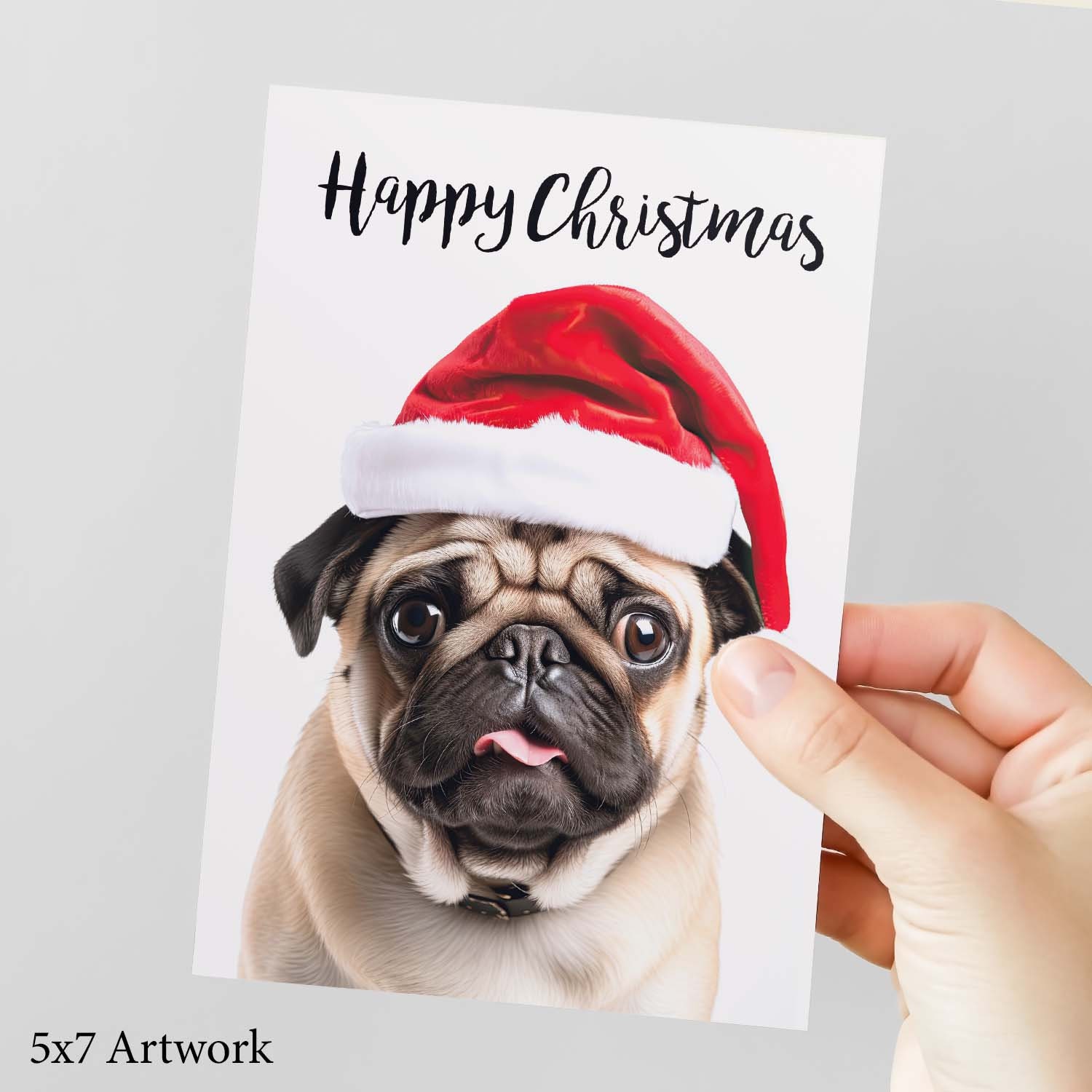 Christmas Card for Him or Her Christmas Card With A Dog Pug - Etsy