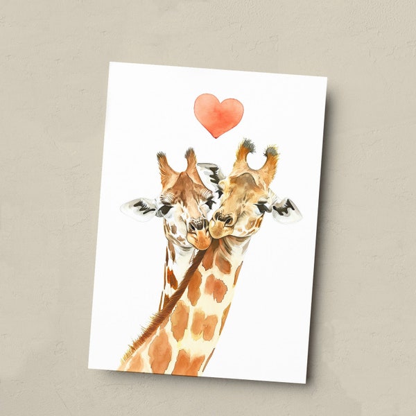 Anniversary or Valentine's Card for Her Anniversary Card for Wife Valentines Day Card For Husband Boyfriend or Girlfriend Giraffes