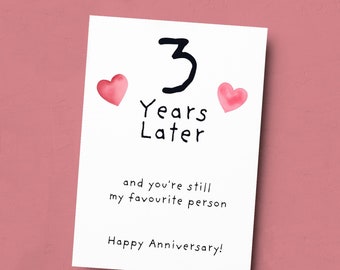3rd Wedding Anniversary Card For Wife Anniversary Card for Husband 3 Year Anniversary Card For Boyfriend or Girlfriend Third Anniversary