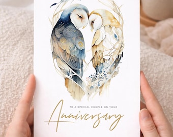 Personalised Anniversary Card For Couple Custom Anniversary Card Anniversary Card For Son and Daughter Inlaw Card Owl Anniversary Card