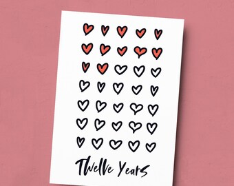 12th Wedding Anniversary Card For Wife Anniversary Card for Husband or Boyfriend Anniversary Card Girlfriend Twelfth Anniversary Twelve Year