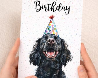 Birthday Card For Him or Her Of A Cocker Spaniel Dog Illustration For Him or Her Birthday Gift