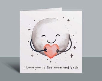 Carte d'anniversaire pour petit ami ou petite amie, je t'aime jusqu'à la lune, jolie carte pour femme, carte d'amour pour mari