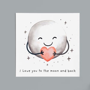 Carte d'anniversaire pour petit ami ou petite amie, je t'aime jusqu'à la lune, jolie carte pour femme, carte d'amour pour mari image 1