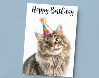 Tarjeta de cumpleaños para cualquier persona tarjeta de cumpleaños para un amigo tarjeta de cumpleaños para ella o para él tarjeta de cumpleaños del gato persa de pelo largo para hijo o hija