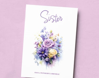 Birthday Card For Sister Card For Her Card for Sister Luxury Card For Sister Birthday Card for Loved One Sister Card Birthday Flower Card