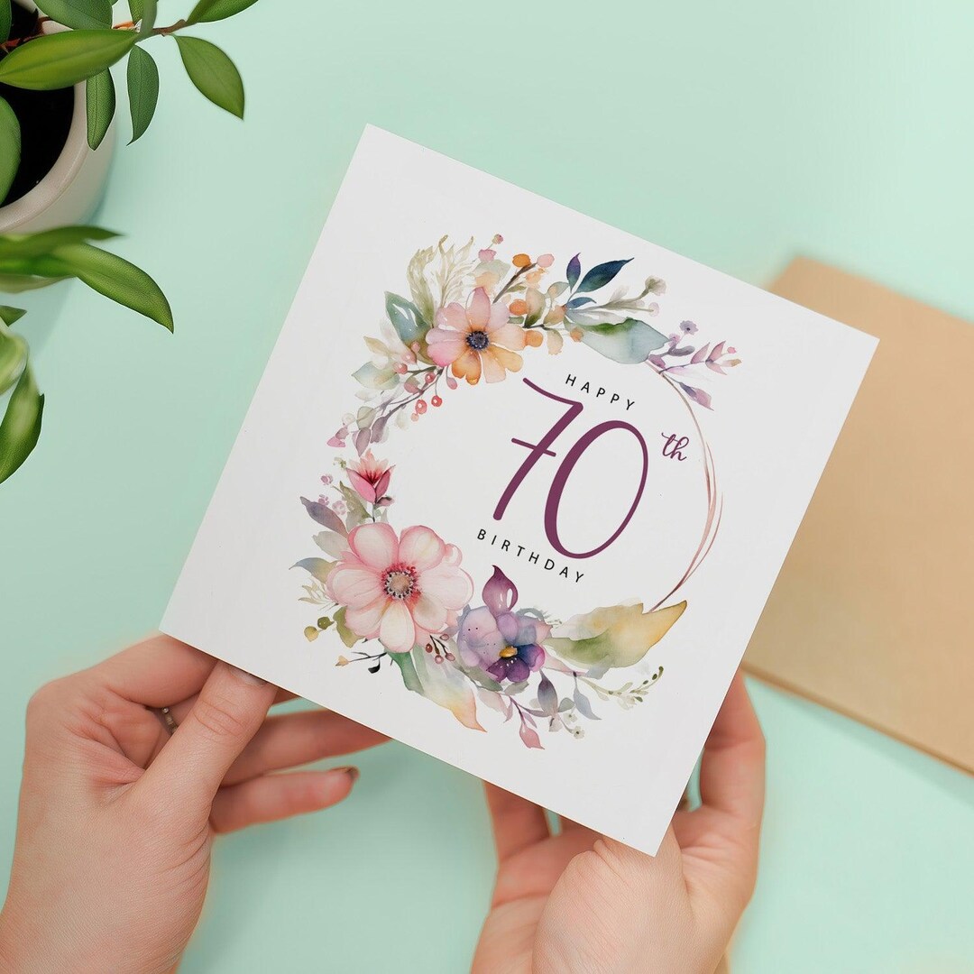 70th Birthday Card for Her Floral Seventieth Birthday Card Seventy Card ...