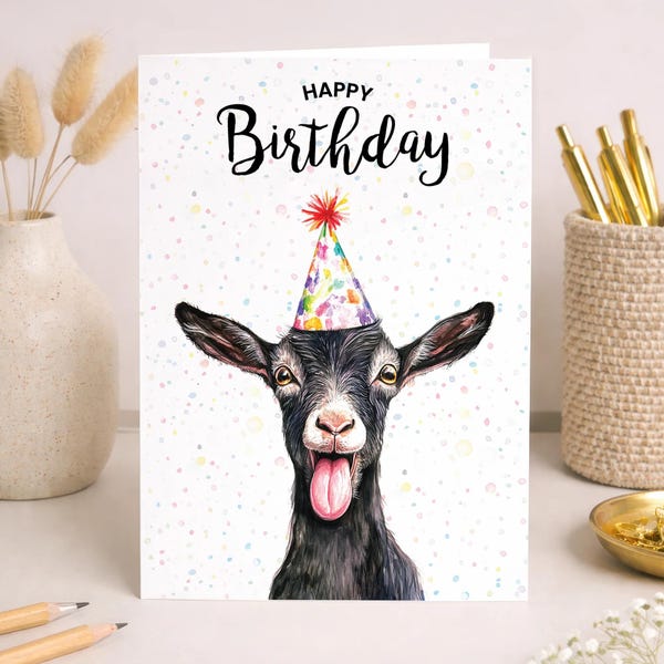 Birthday Card For Him or Her Of A Goat Illustration For Him or Her Birthday Gift