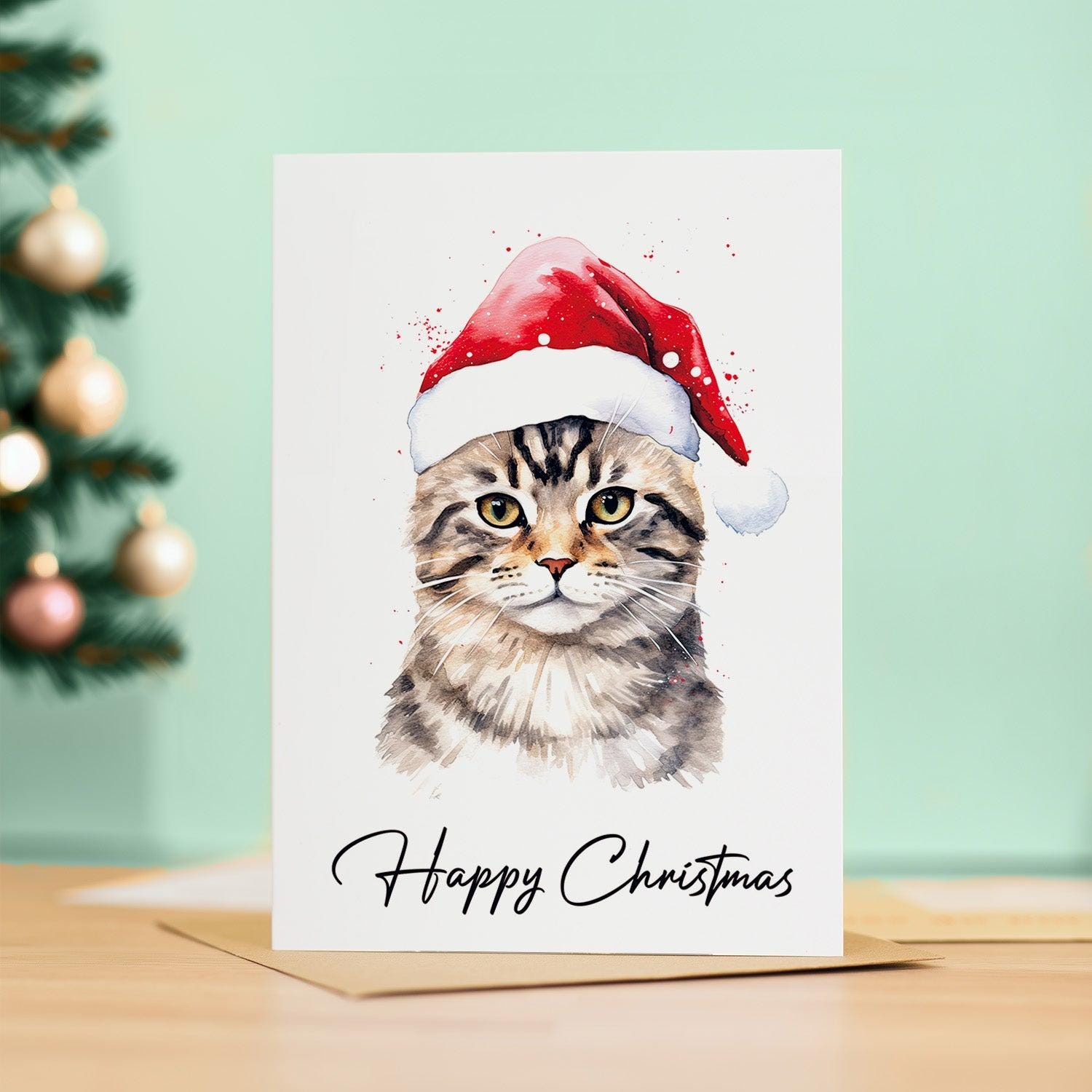 Cat Scene Artwork Greeting Card For Christmas - Christmas Cards For...