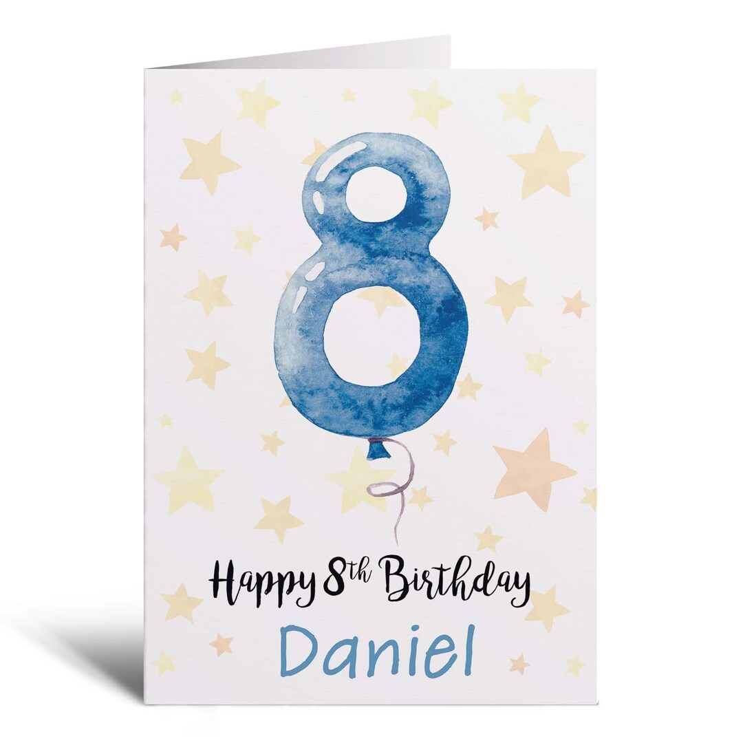Personalised 8th Birthday Card for Boy Custom Name Card for Boy Eighth ...