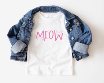 Meow Shirt, Cat Tee Shirt, Black Cat Shirt, Cute Cat Shirt, Kitty T Shirt, Cat Lover Shirt, Kitten T Shirt, Cat Lover Gift, Tween Girl Gifts