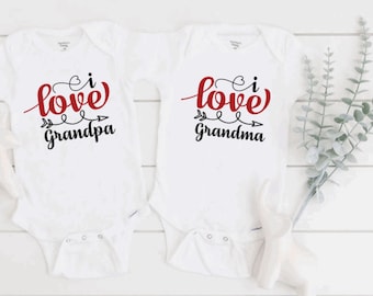 I Love Grandma I Love Grandpa  Baby Bodysuit, Baby Gift From Grandparents, Baby Shower Gift, Grandparents Gift For Baby, Spoiled By Grandma