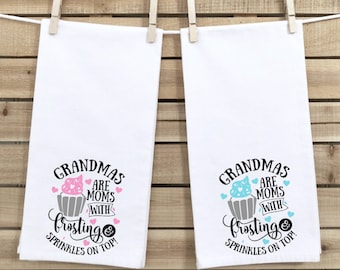 Toalla de cocina de la abuela: "Las abuelas son mamás con glaseado" Toalla de saco de harina
