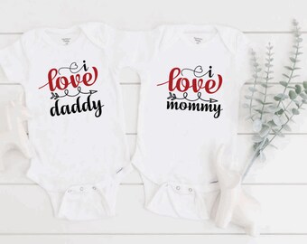 Twin Valentine Outfits, Matching Valentine Bodysuits, Baby Shower Gift Twins, Holiday Baby Clothes, Twin Coming Home Outfit Boy and Girl