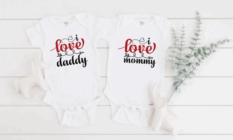 Twin Valentine Outfits, Matching Valentine Bodysuits, Baby Shower Gift Twins, Holiday Baby Clothes, Twin Coming Home Outfit Boy and Girl image 1